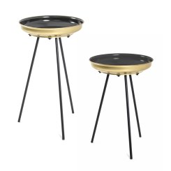 Beistelltisch 2er Set Namur schwarz-gold 
