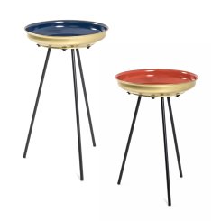 Beistelltisch 2er Set Namur schwarz-blau-koralle-gold 