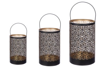 3er Set Windlichter "Kubus" 