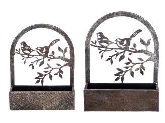 2er Set Pflanzkästen "Vögel auf Zweig" 